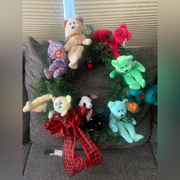 TY BEANIE BABY COLLECTABLE BEARS HOLIDAY LIGHT UP WREATH - Picture 10 of 16